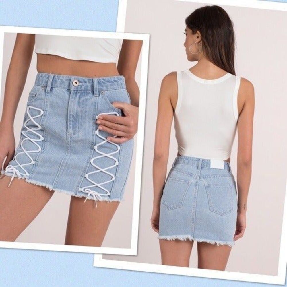 PISTOLA Sierra Lace-Up Denim Skirt